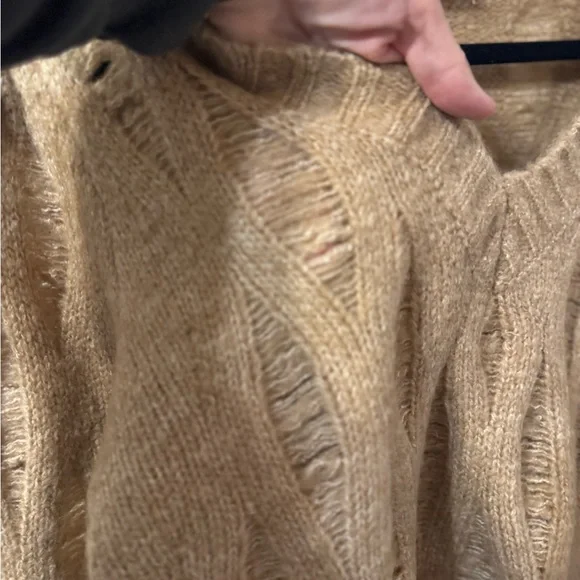 Astr Textured Tan V-Neck Sweater - Picture 4 of 6